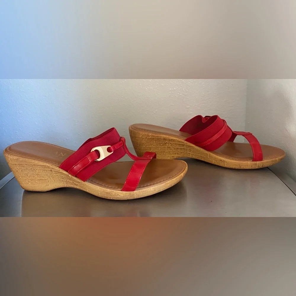ITALIAN SHOEMAKER ...Elegant Red Wedge Sandals